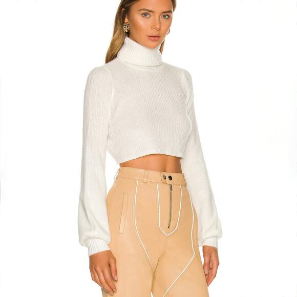 Camila Coelho Sweaters - Camila Coelho REVOLVE Cesare Cropped Sweater - Cream - Size S